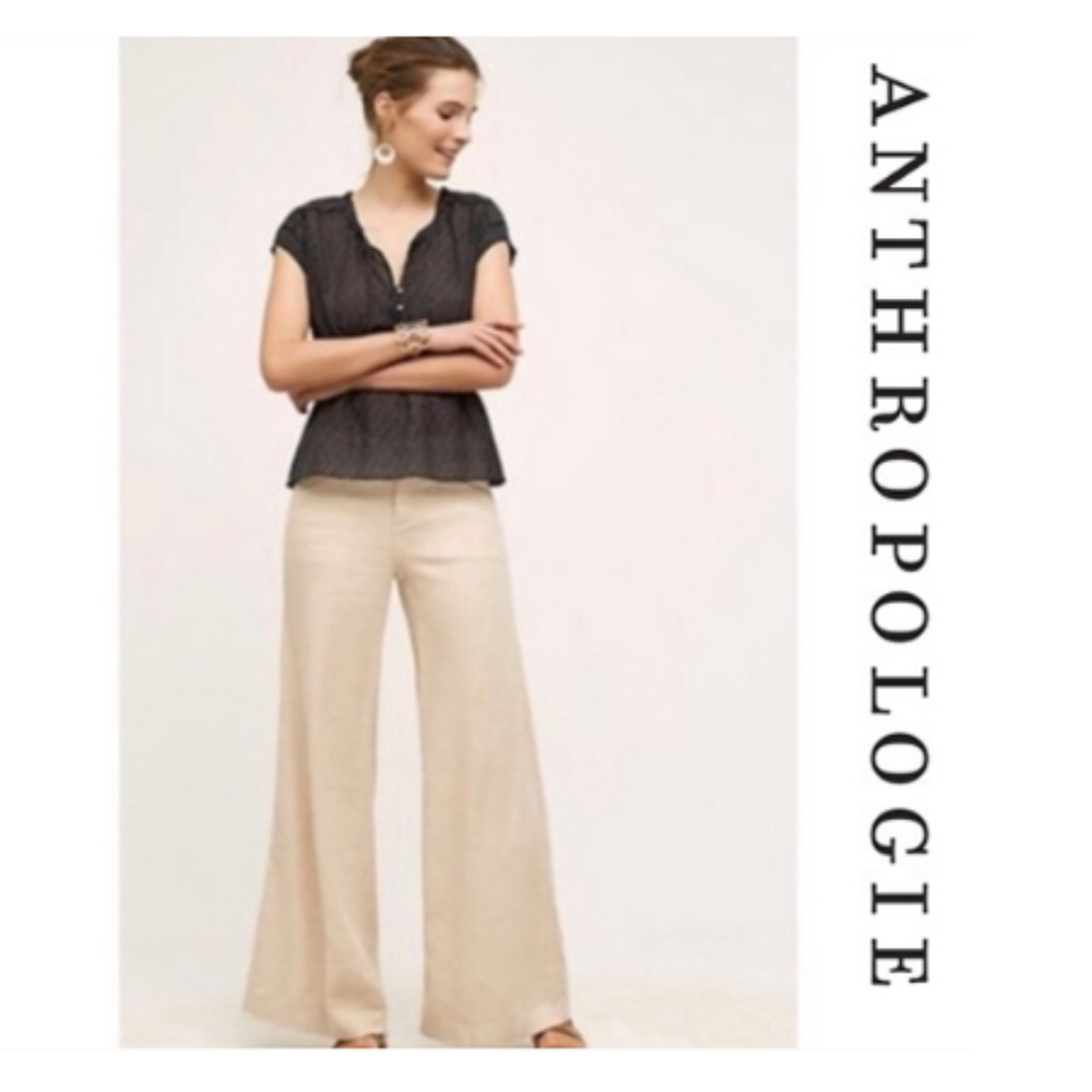 Anthropologie Hei Hei Libby Linen Wide Leg Pants